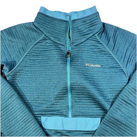Columbia Tops - Columbia Women's Airtight Fleece 1/2 Zip Kangaroo Pouch Small Omni-wick EUC Teal